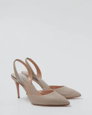 Aquazzura Grey Python Slingback Pointed Toe Pumps - 36.5