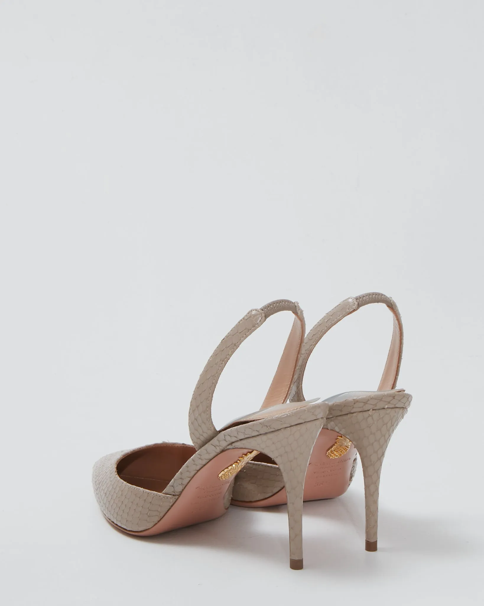 Aquazzura Grey Python Slingback Pointed Toe Pumps - 36.5