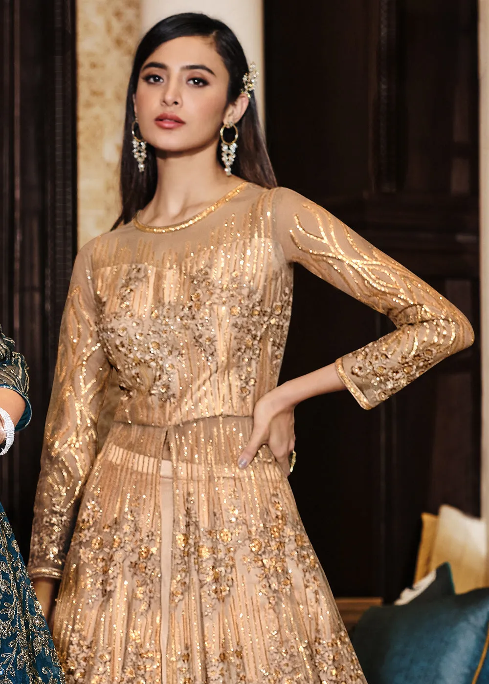 Beige Lehenga/Pant Style Embroidered Designer Anarkali Suit