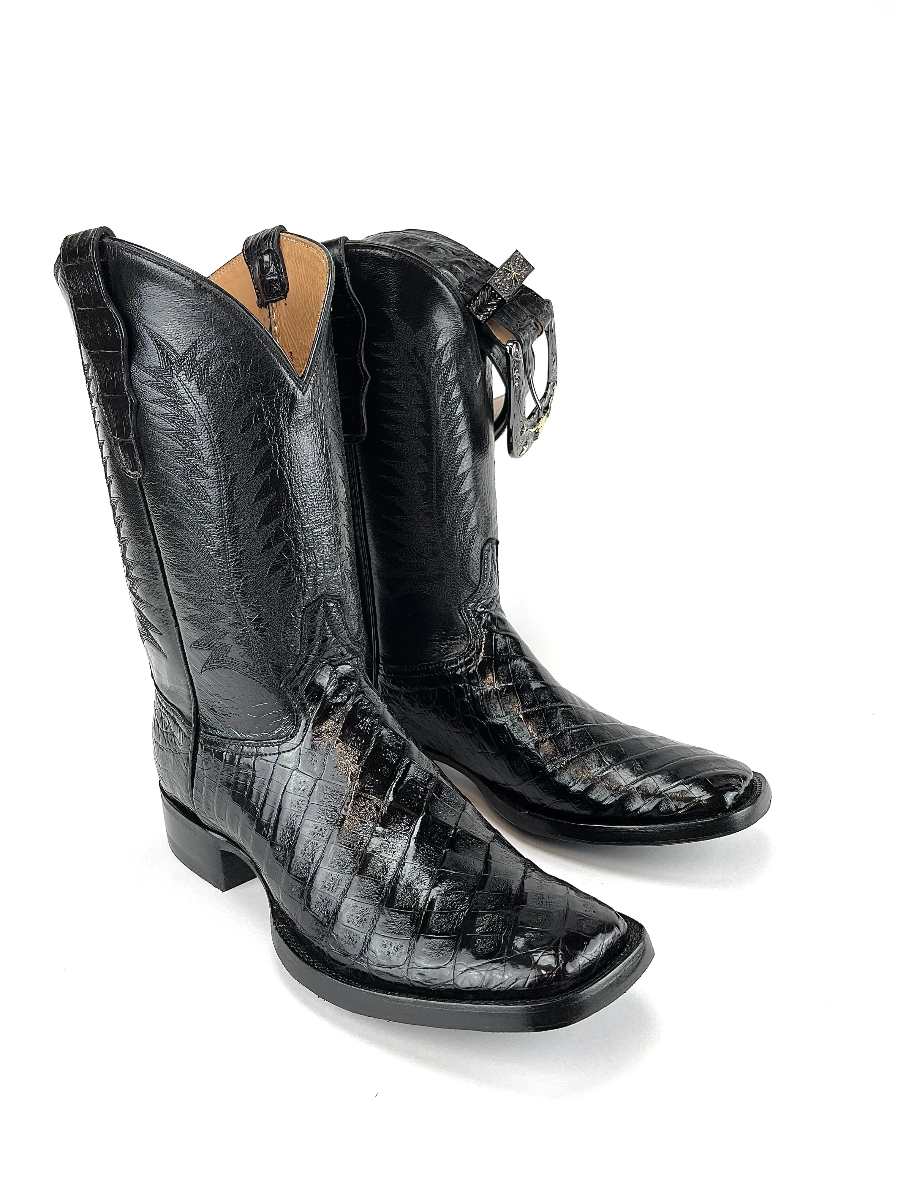 Black Bias Caiman Belly   Matching Belt