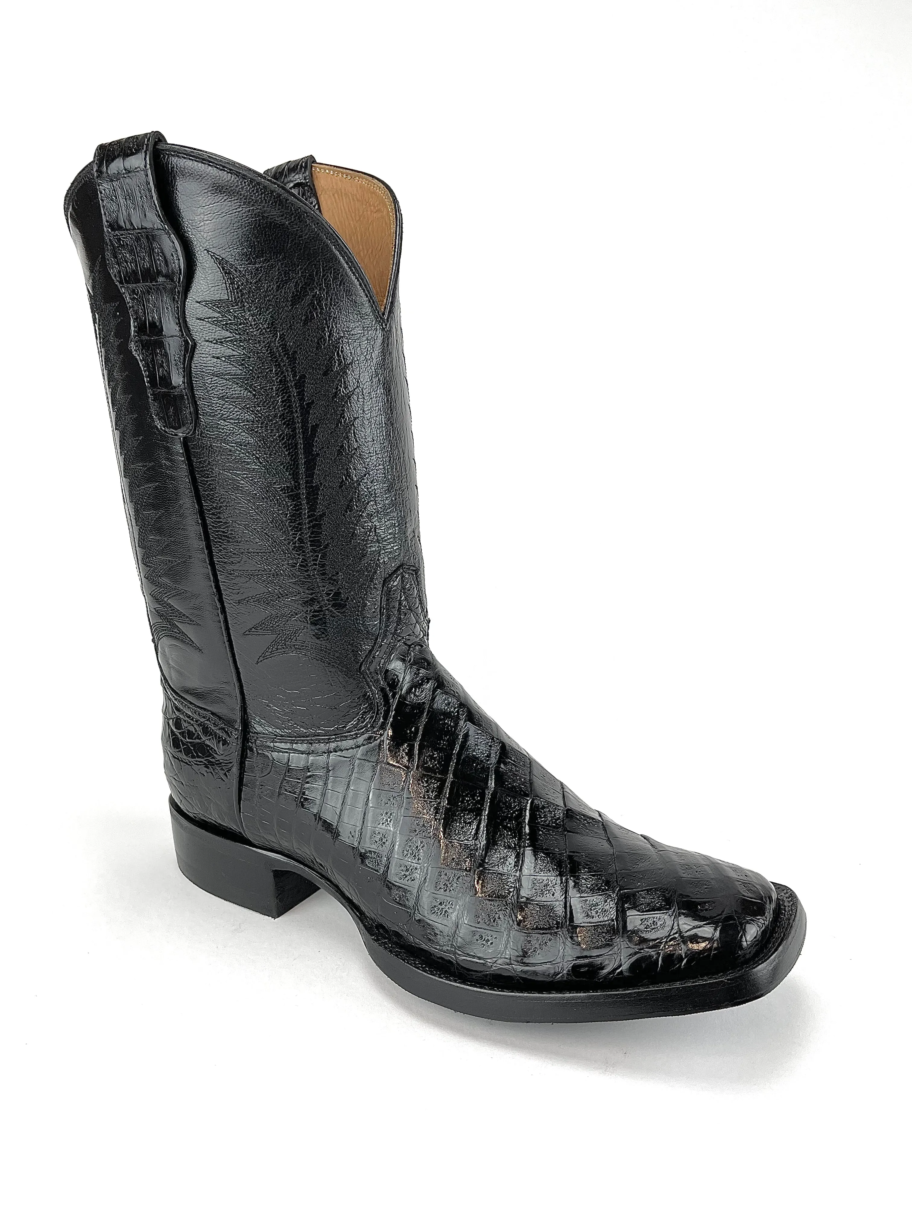 Black Bias Caiman Belly   Matching Belt