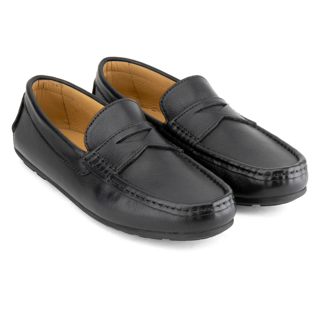 Black Milled Penny Loafers