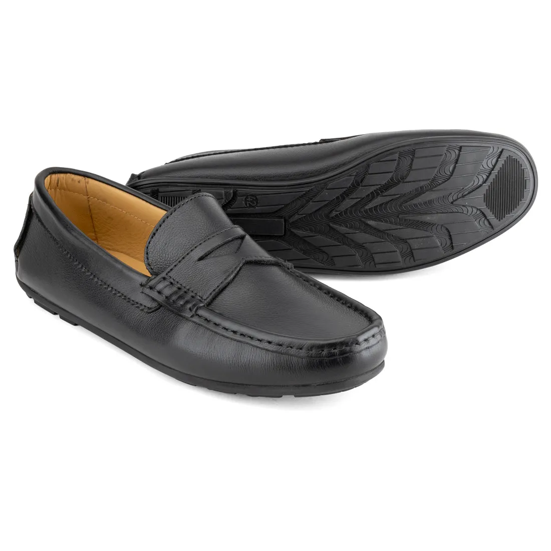 Black Milled Penny Loafers