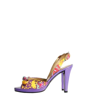 Charles Jourdan Vintage Multicolor Psychedelic Silk High Heels