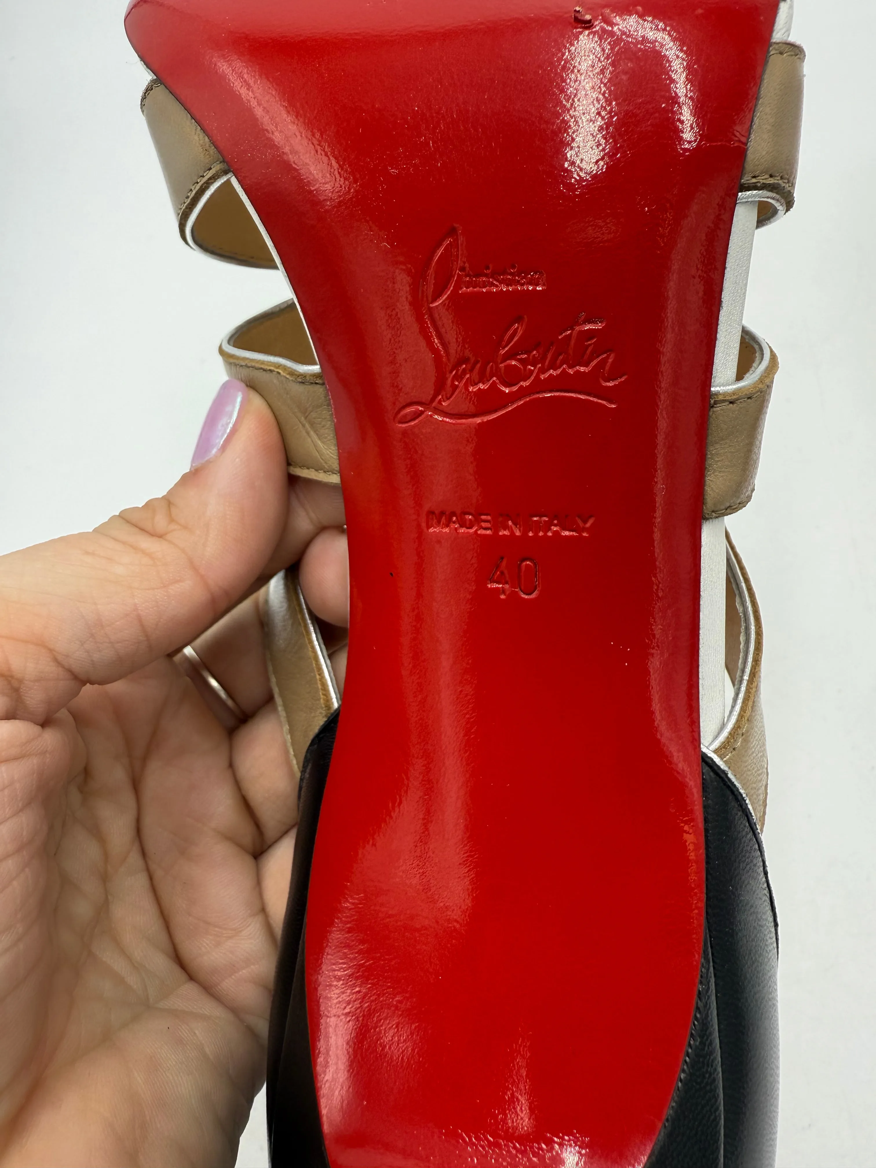 Christian Louboutin Kid Beauty 85 Cage Luxury Designer Heels, Size: 10 (40)