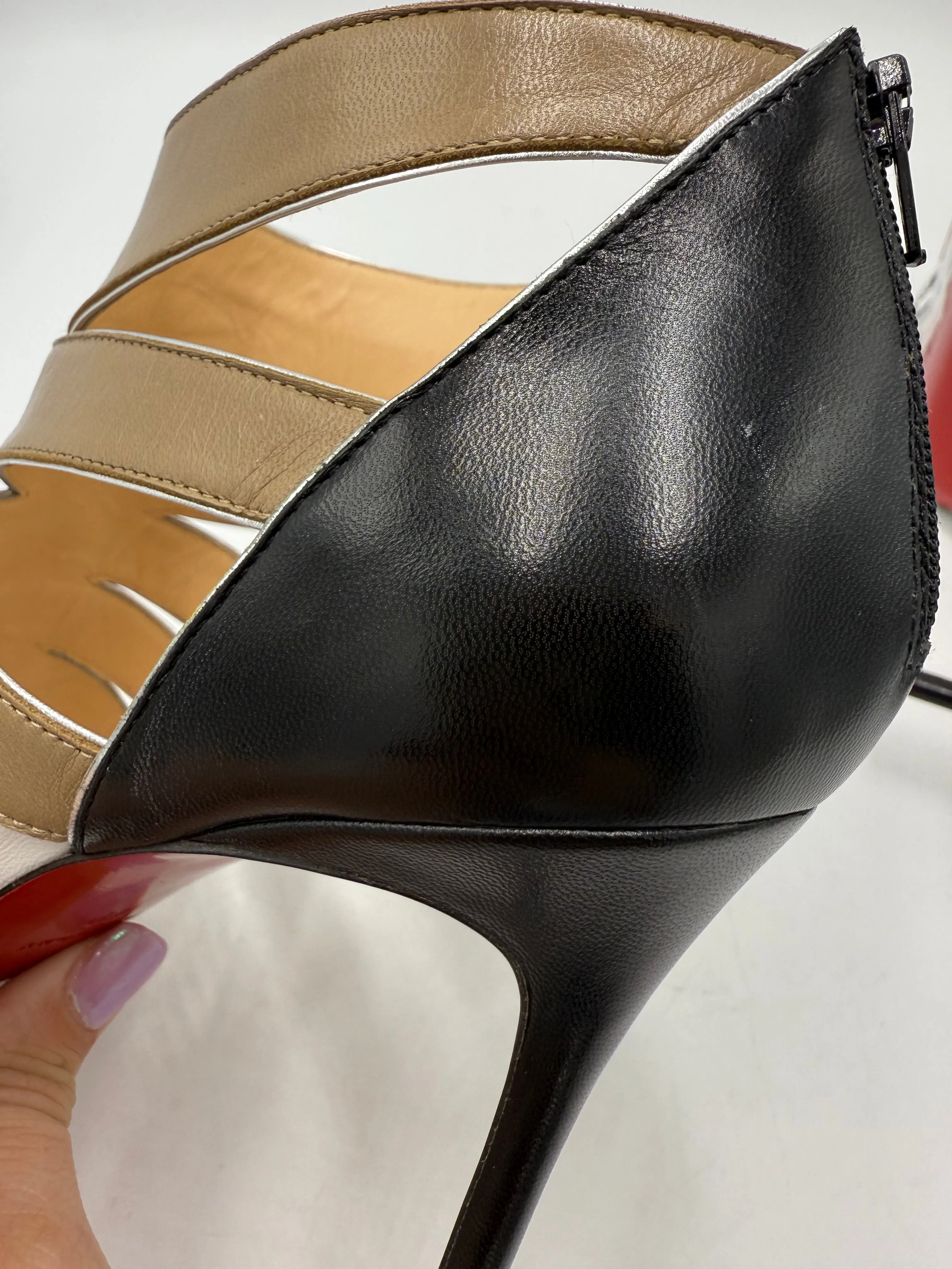 Christian Louboutin Kid Beauty 85 Cage Luxury Designer Heels, Size: 10 (40)