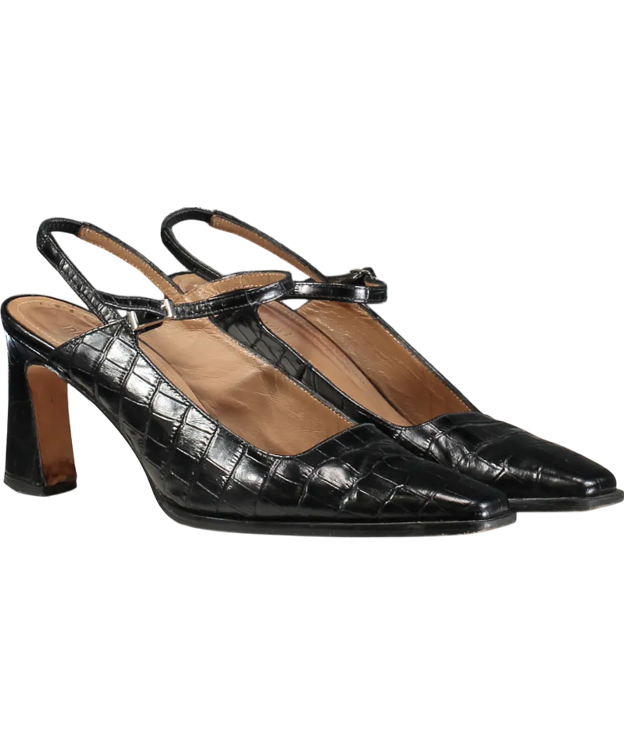 Flattered Alya Leather Black Sling back Heels  UK 6 EU 39 