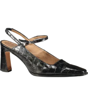 Flattered Alya Leather Black Sling back Heels  UK 6 EU 39 