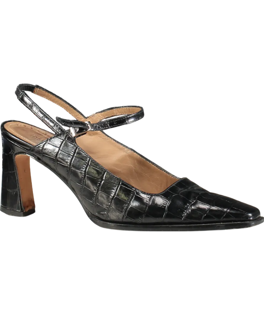Flattered Alya Leather Black Sling back Heels  UK 6 EU 39 