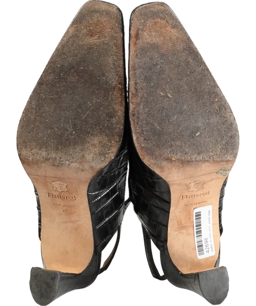 Flattered Alya Leather Black Sling back Heels  UK 6 EU 39 
