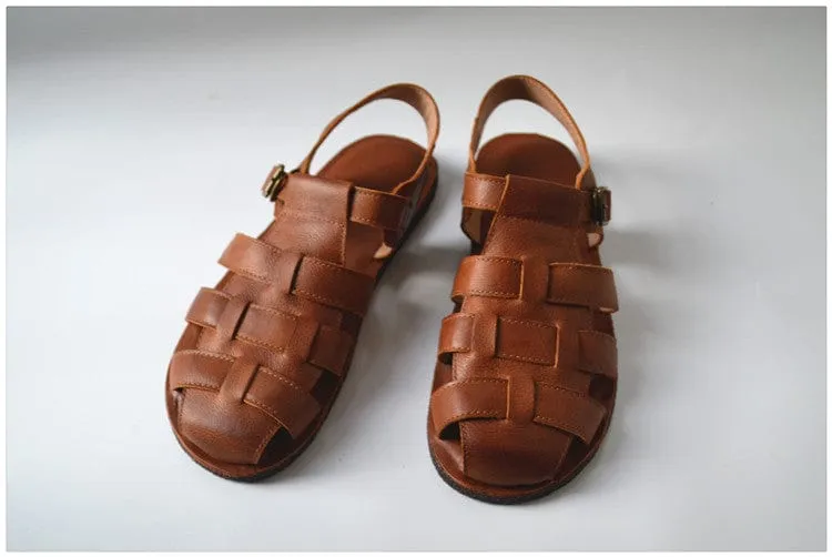Jesus Style Braided Cowhide Leather Sandals