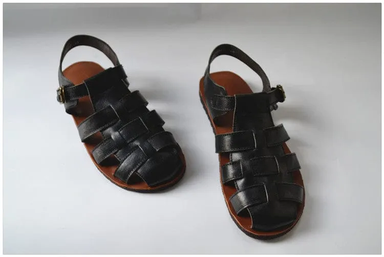 Jesus Style Braided Cowhide Leather Sandals