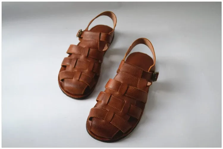 Jesus Style Braided Cowhide Leather Sandals
