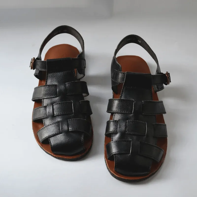 Jesus Style Braided Cowhide Leather Sandals