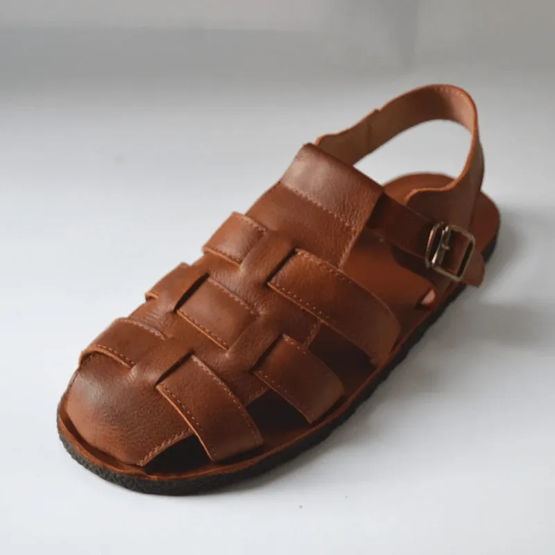 Jesus Style Braided Cowhide Leather Sandals