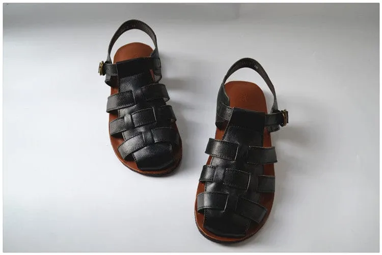Jesus Style Braided Cowhide Leather Sandals