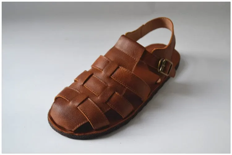 Jesus Style Braided Cowhide Leather Sandals