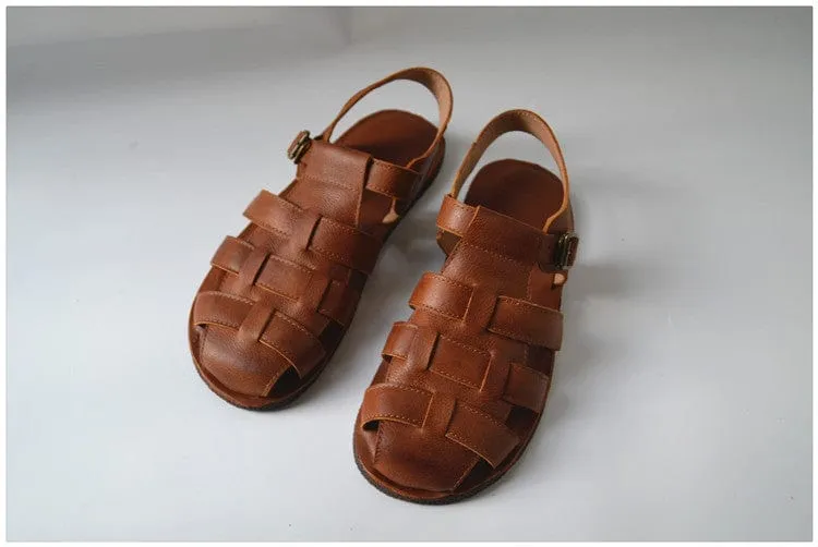 Jesus Style Braided Cowhide Leather Sandals