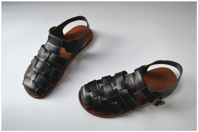 Jesus Style Braided Cowhide Leather Sandals