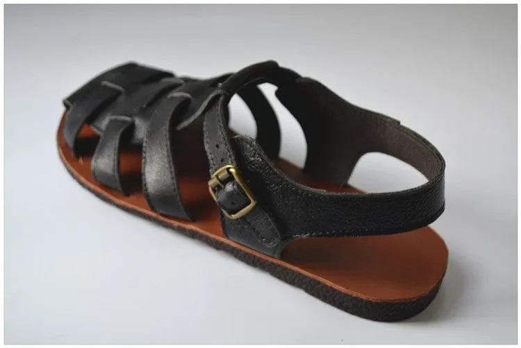 Jesus Style Braided Cowhide Leather Sandals