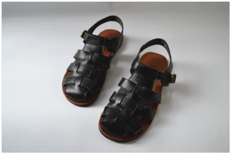 Jesus Style Braided Cowhide Leather Sandals