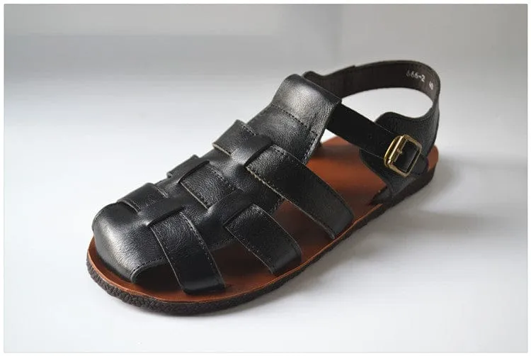 Jesus Style Braided Cowhide Leather Sandals