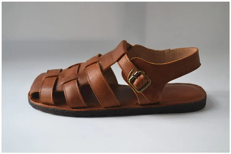 Jesus Style Braided Cowhide Leather Sandals