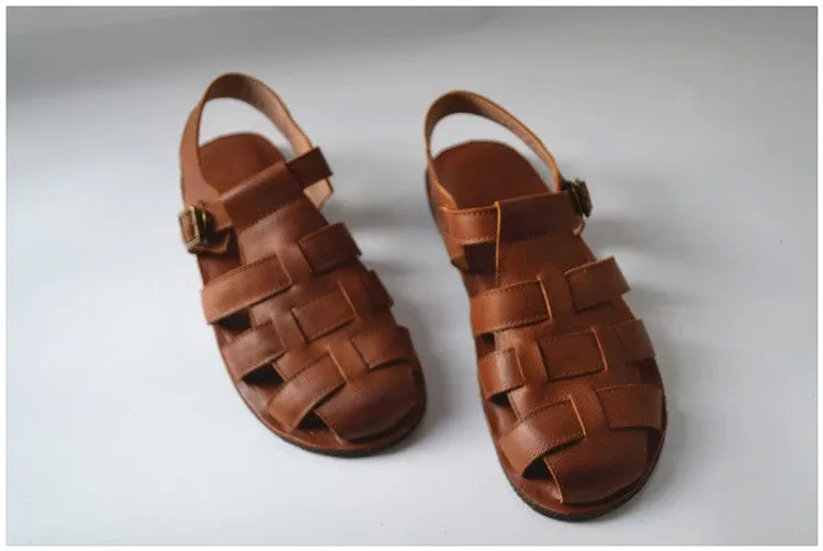 Jesus Style Braided Cowhide Leather Sandals