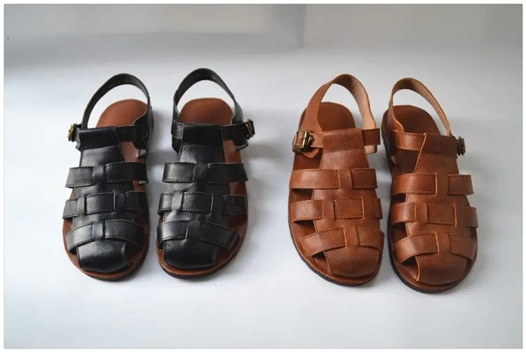 Jesus Style Braided Cowhide Leather Sandals