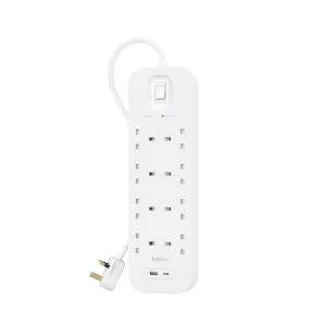 [OPEN BOX] BELKIN Surge Protector 8 outputs - 2 Ports USB-C and USB-A - 2M - White
